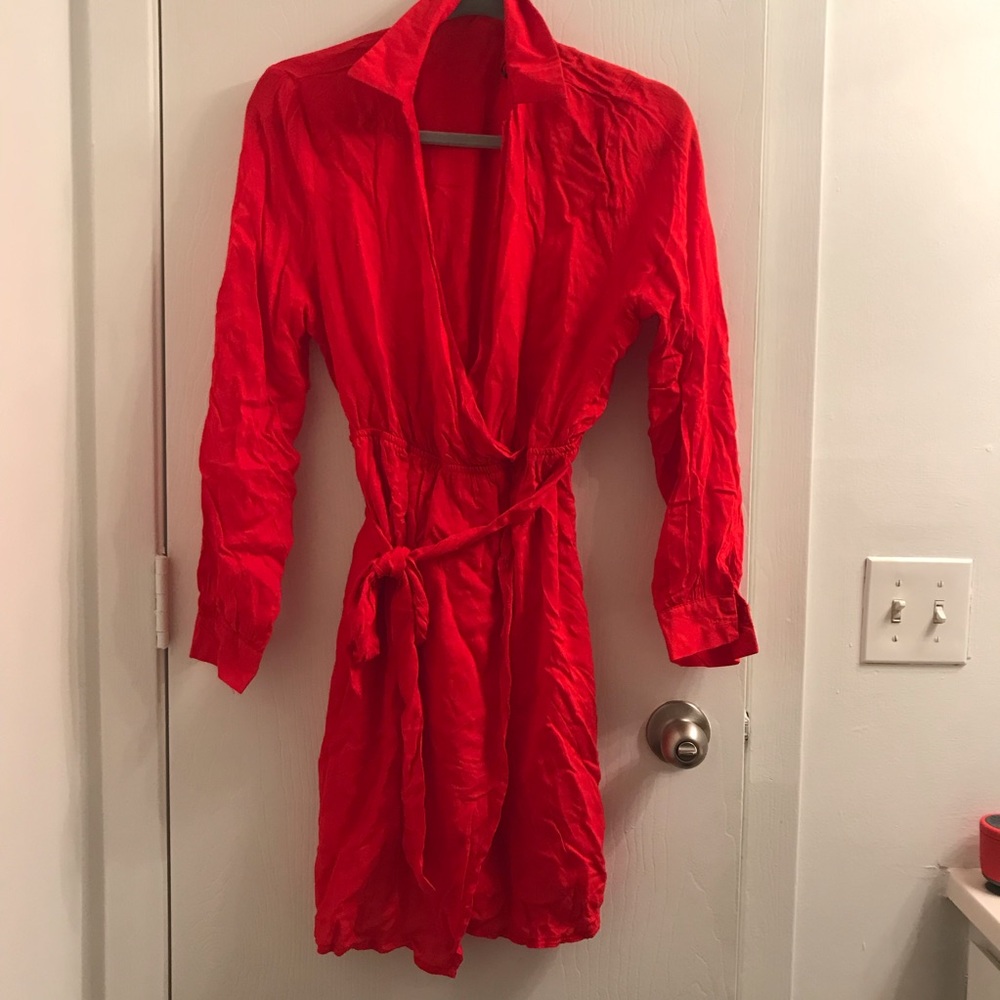 Red Missguided wrap dress